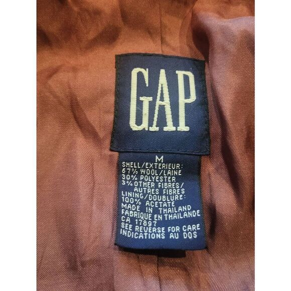 Vintage Y2K GAP Blazer Women's Medium Grey Red Plaid Wool Blend Jacket - Picture 3 of 6